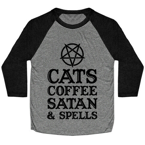 Cats Coffee Satan & Spells Baseball Tee