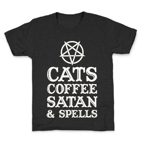 Cats Coffee Satan & Spells Kids T-Shirt