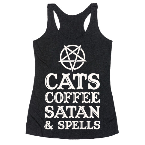 Cats Coffee Satan & Spells Racerback Tank Top