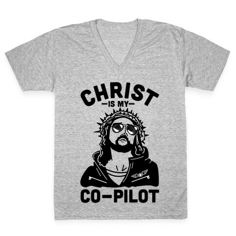 Christ is My Co-Pilot V-Neck Tee Shirt