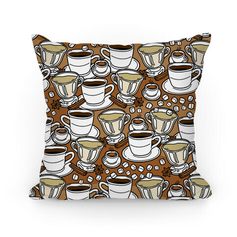 Coffee, Tea and Espresso Pattern Pillow