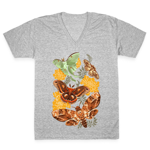 Moths & Marigolds V-Neck Tee Shirt