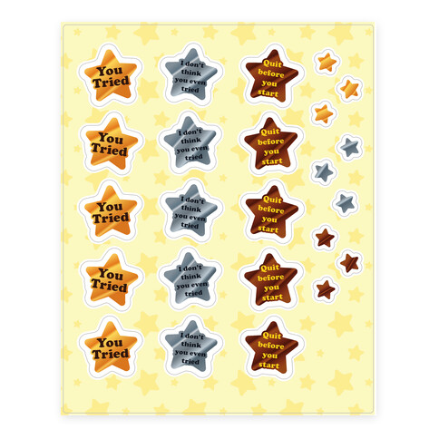 You Tried Stars Stickers and Decal Sheet