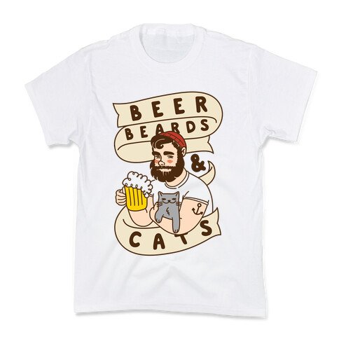 Beer, Beards and Cats Kids T-Shirt