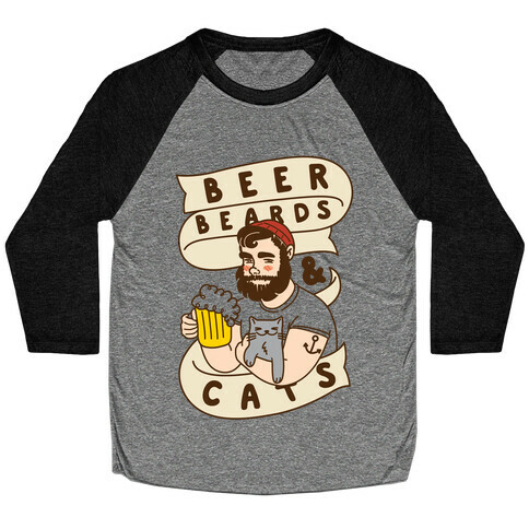 Beer, Beards and Cats Baseball Tee