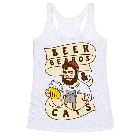 Beer, Beards and Cats Racerback Tank Top