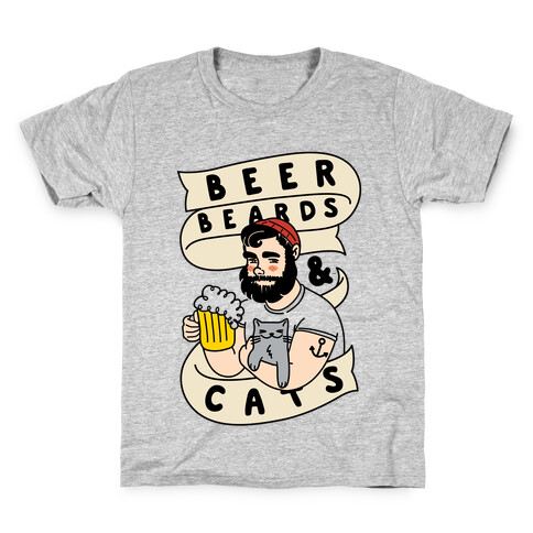 Beer, Beards and Cats Kids T-Shirt