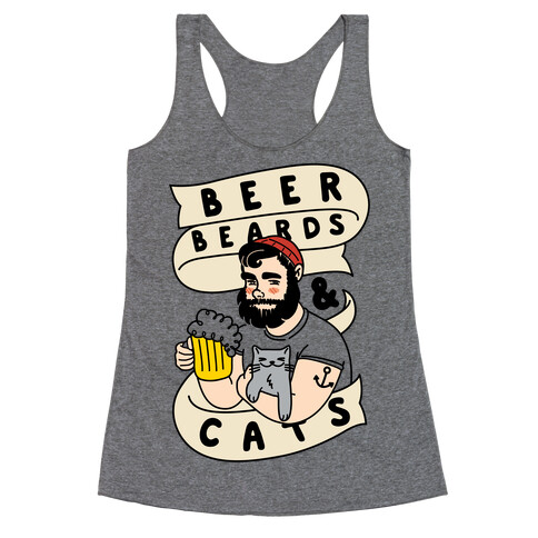 Beer, Beards and Cats Racerback Tank Top