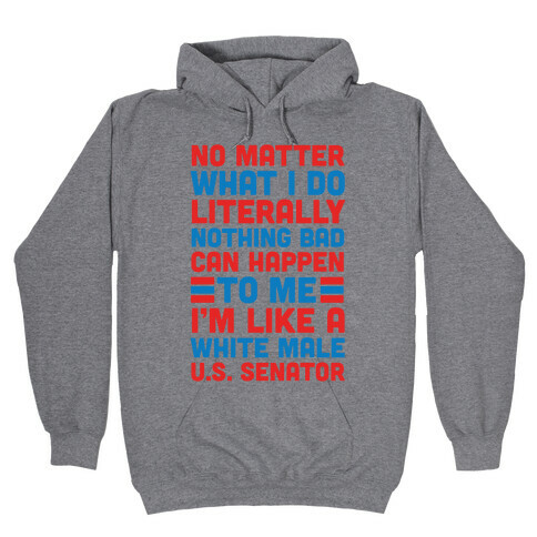 Literally Nothing Bad Can Happen To Me, I'm Like A White Male U.S. Senator Hooded Sweatshirt