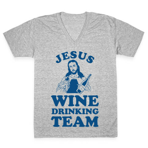 Jesus Wine Drinking Team V-Neck Tee Shirt