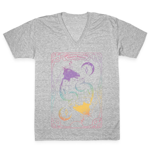 Unicorn Impostor Tarot V-Neck Tee Shirt