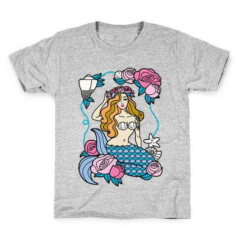 Nautical Tattoo Mermaid Kids T-Shirt