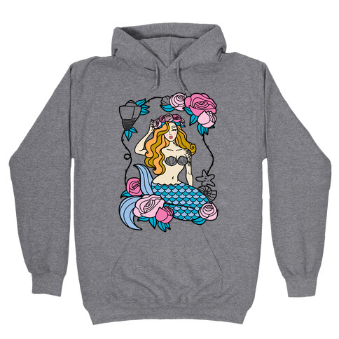 Nautical Tattoo Mermaid Hooded Sweatshirt