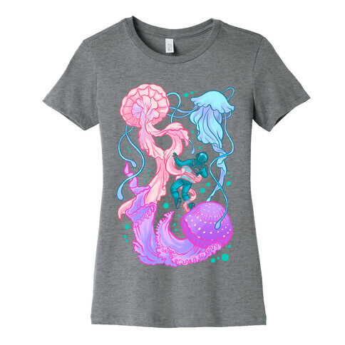 Deep Sea Diver & Jellyfish Womens T-Shirt