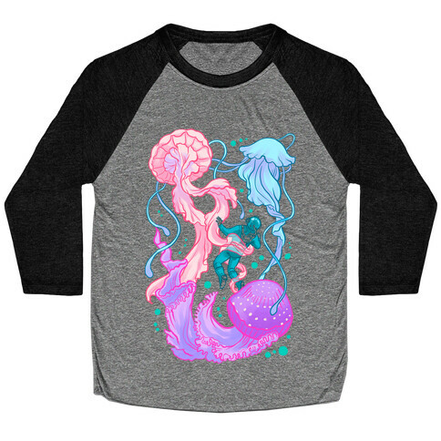 Deep Sea Diver & Jellyfish Baseball Tee