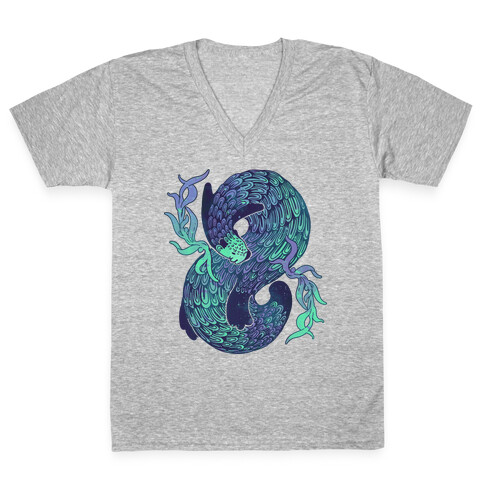 Swirling Wave Otter V-Neck Tee Shirt