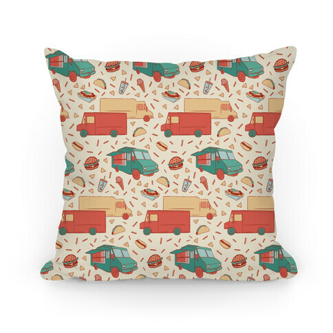 Food Truck Festival Pattern Pillow