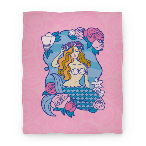 Nautical Tattoo Mermaid Blanket