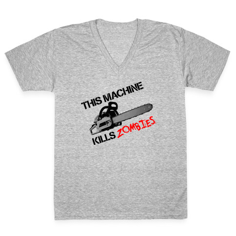 This Machine Kills Zombies V-Neck Tee Shirt