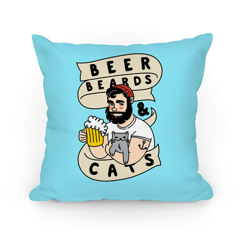 Beer, Beards and Cats Pillow