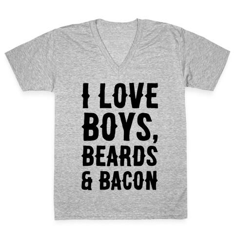 Boys, Beards and Bacon V-Neck Tee Shirt