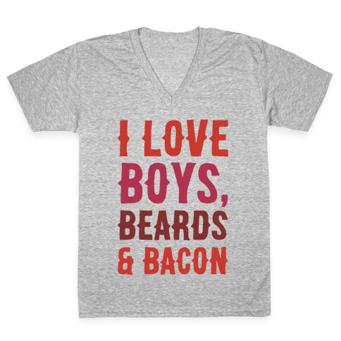 Boys, Beards and Bacon V-Neck Tee Shirt