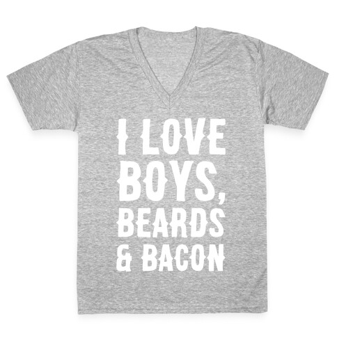 Boys, Beards and Bacon V-Neck Tee Shirt