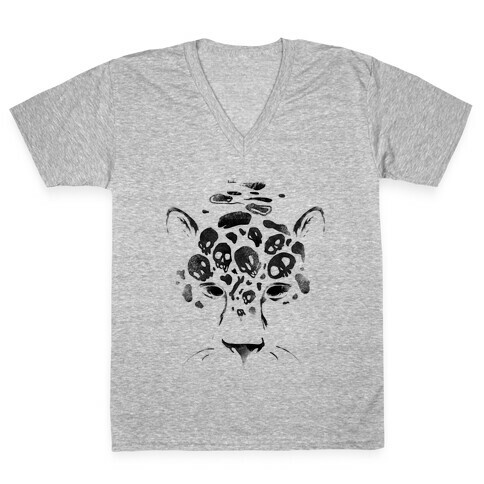 Spooky Skulls Jaguar V-Neck Tee Shirt