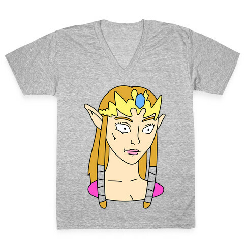 Zelda Face Parody V-Neck Tee Shirt