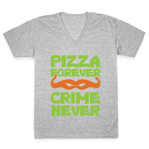 Pizza Forever Crime Never (Purple) V-Neck Tee Shirt