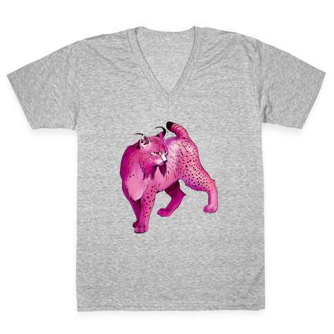 Wild Cat Lynx V-Neck Tee Shirt