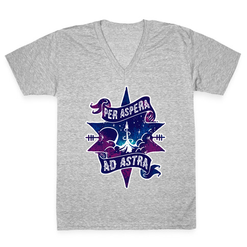 Per Aspera Ad Astra V-Neck Tee Shirt