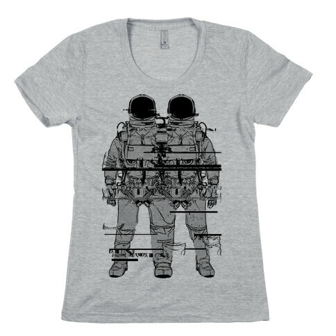 Twin Astronaut Glitch Womens T-Shirt