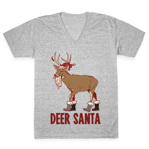 Deer Santa V-Neck Tee Shirt