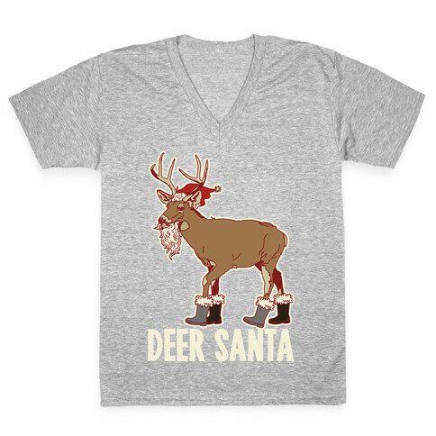 Deer Santa V-Neck Tee Shirt