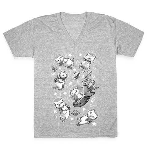 Cats In Space V-Neck Tee Shirt