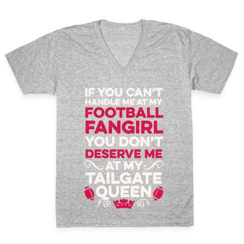 Football Fangirl & Tailgate Queen V-Neck Tee Shirt