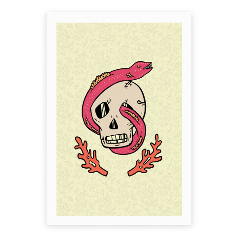 Skull and Coral Crossbones Poster