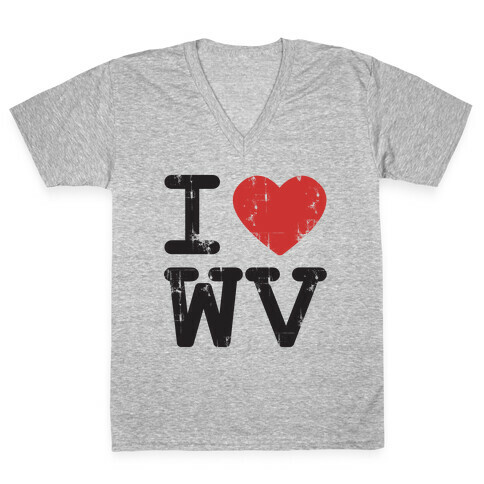 I Love West Virginia V-Neck Tee Shirt