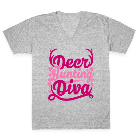 Deer Hunting Diva V-Neck Tee Shirt