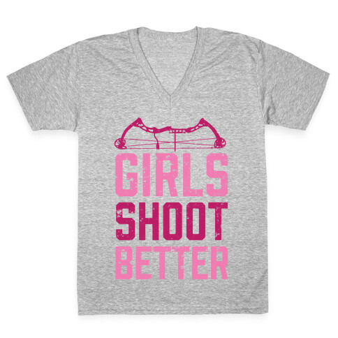 Girls Shoot Better (Bow) V-Neck Tee Shirt