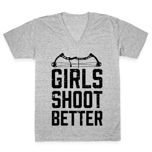 Girls Shoot Better (Bow) V-Neck Tee Shirt