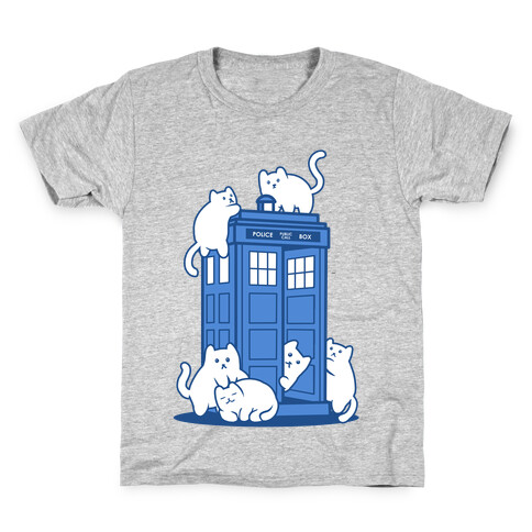 Catipose and the Tardis Kids T-Shirt