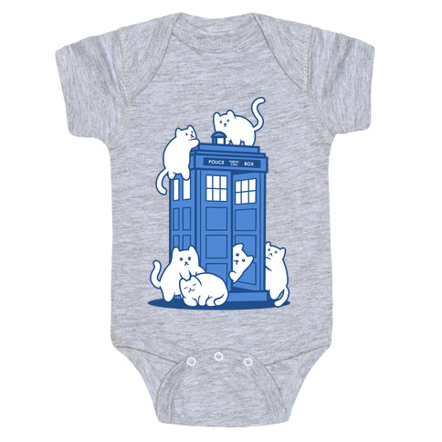 Catipose and the Tardis Baby One-Piece