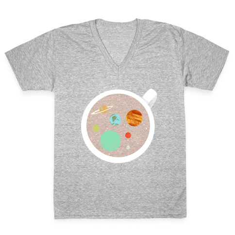 Coffee & Space Planets V-Neck Tee Shirt