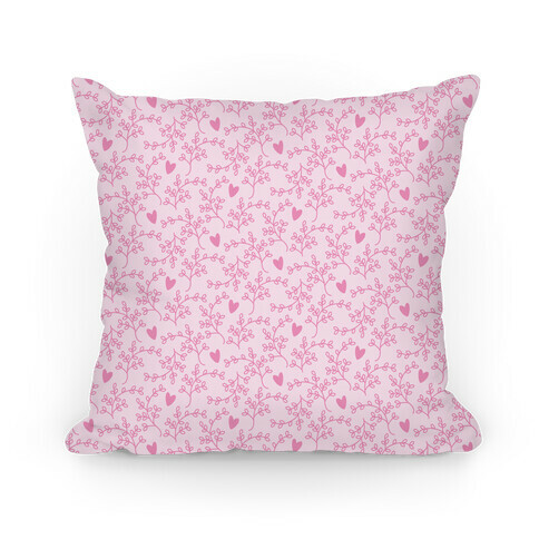 Pink Floral Hearts Pattern Pillow