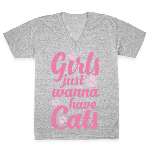 Girls Just Wanna Have Cats V-Neck Tee Shirt