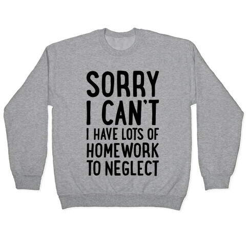 Sorry I Can't, I Have Homework To Neglect Pullover