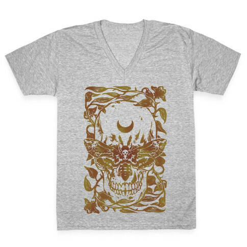 Skull Moth V-Neck Tee Shirt