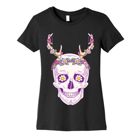 Flower Crown Skull Womens T-Shirt